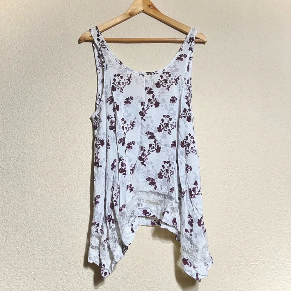 Free People Floral Lace Swing Trapeze Top